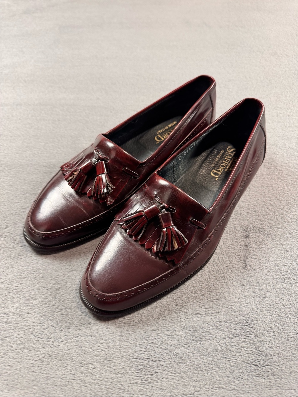 Stafford Burgundy Leather Tassel Loafers- Made in Italy